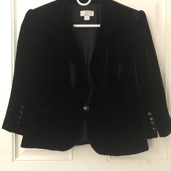 Ann Taylor LOFT Petites Black Velvet 1 Button Jacket Size 8P - Picture 1 of 5